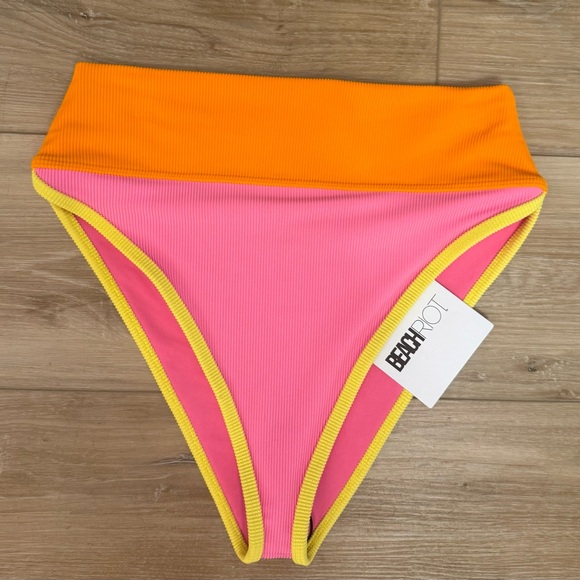 Beach Riot Vibrant Pink and Orange Bikini Bottom - Picture 1 of 3